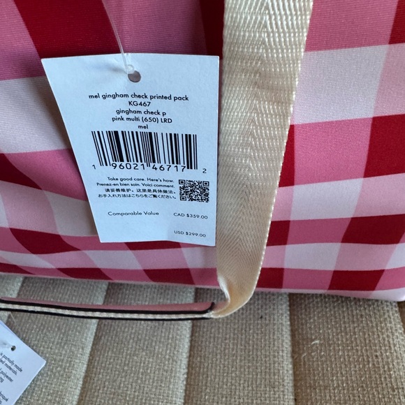 Kate Spade Red and White Gingham Tote - Picture 2 of 2